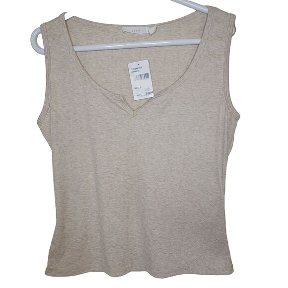 Lush Women's Oatmeal Ribbed Crop Tank Top Shirt Large NWT - Picture 1 of 4